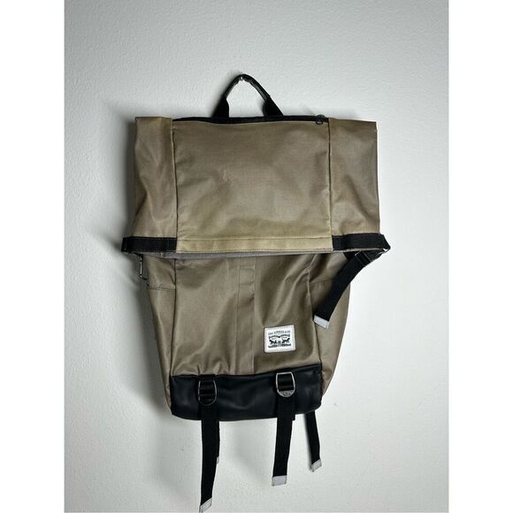 Levi's Men's Valencia Roll Top Backpack Men's Roll Top Backpack Tan Black *Notes - Picture 1 of 16